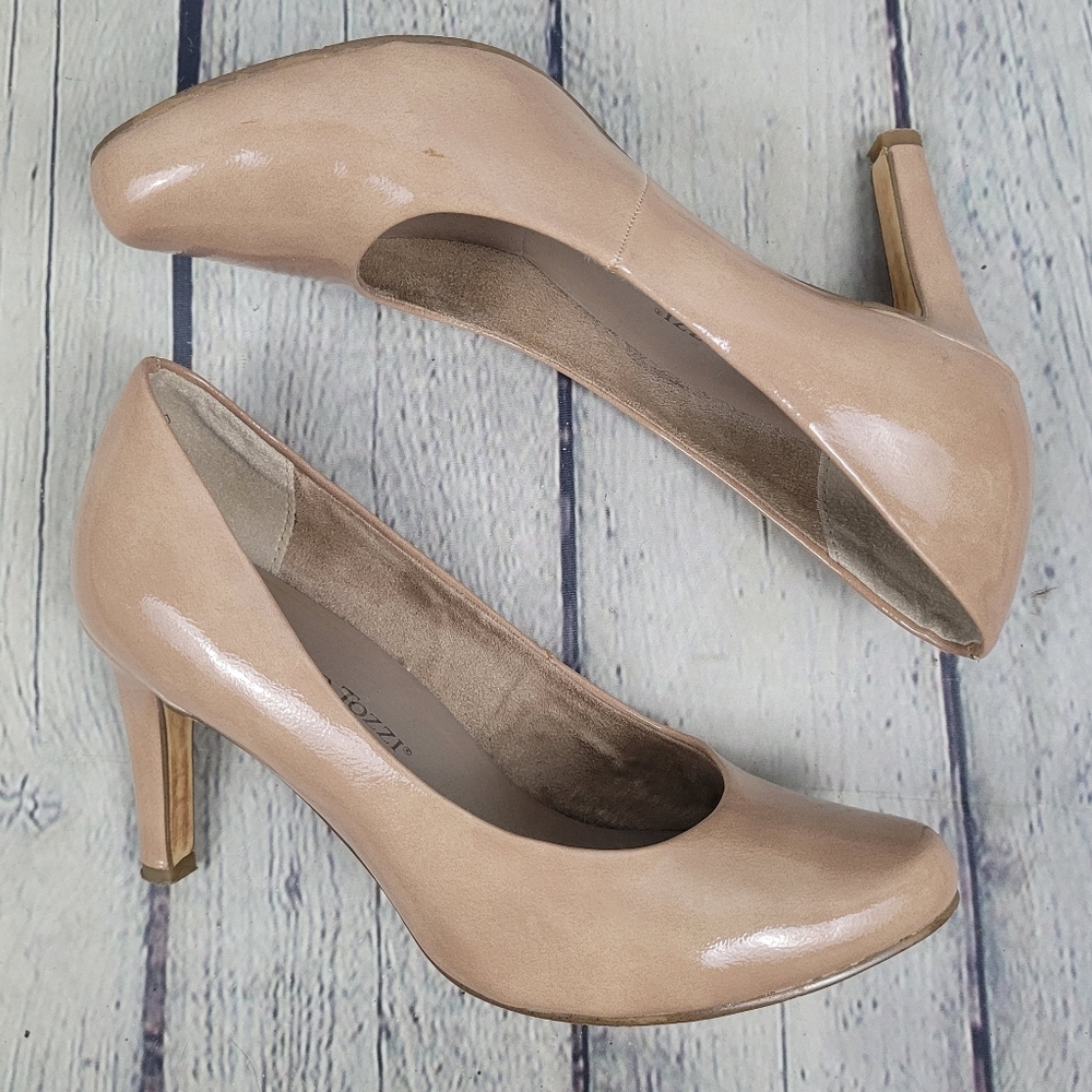 MARCO TOZZI | faux patent leather neutral heels pumps